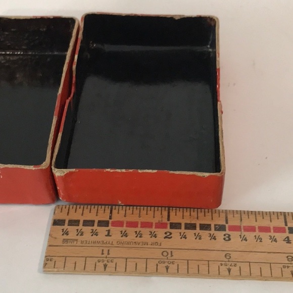 Japanese Lacquer BOX w/Paper Mache Floral Hand Painted Box Orange W/ Gold Bird - Picture 11 of 12